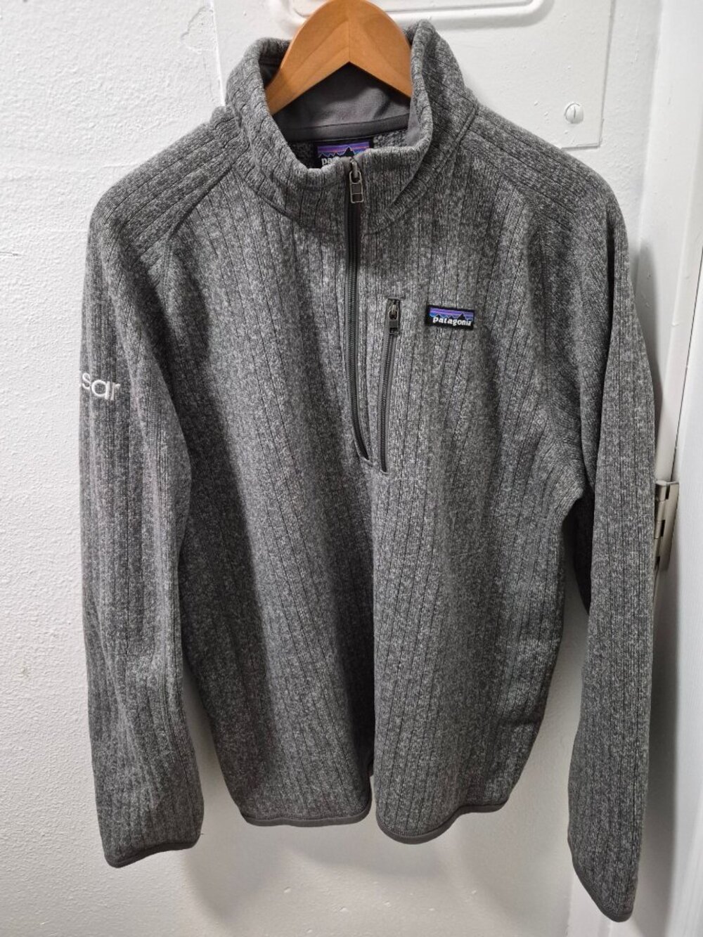 Patagonia Gray Better Sweater 1/4 Zip Fleece Pullover Size L OSCAR Embroidery - Picture 1 of 8